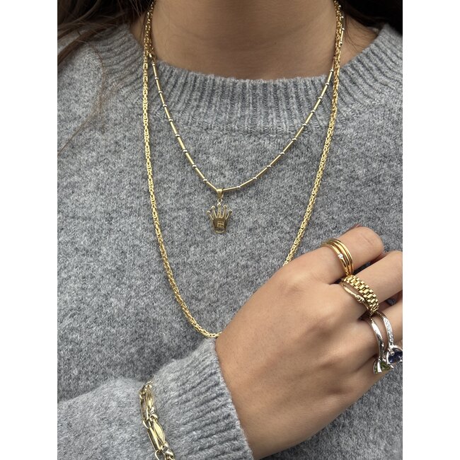 Gouden staafjes collier 45.5 cm 14 karaat