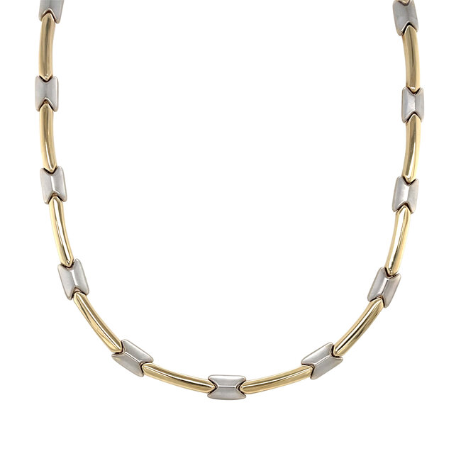 Gouden choker bicolour 45 cm 14 karaat