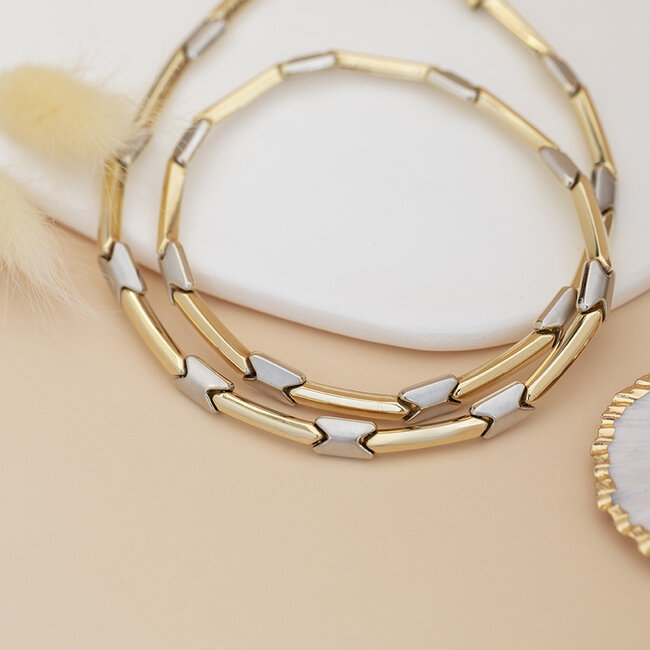 Gold choker bicolour 45 cm 14 karat