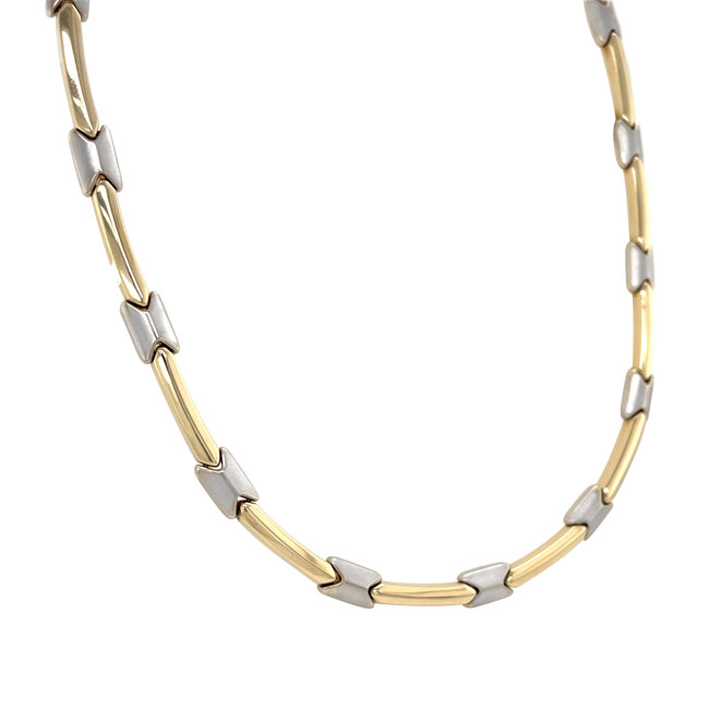 Gouden choker bicolour 45 cm 14 karaat