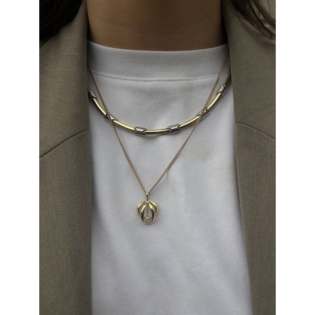 Gold choker bicolour 45 cm 14 karat