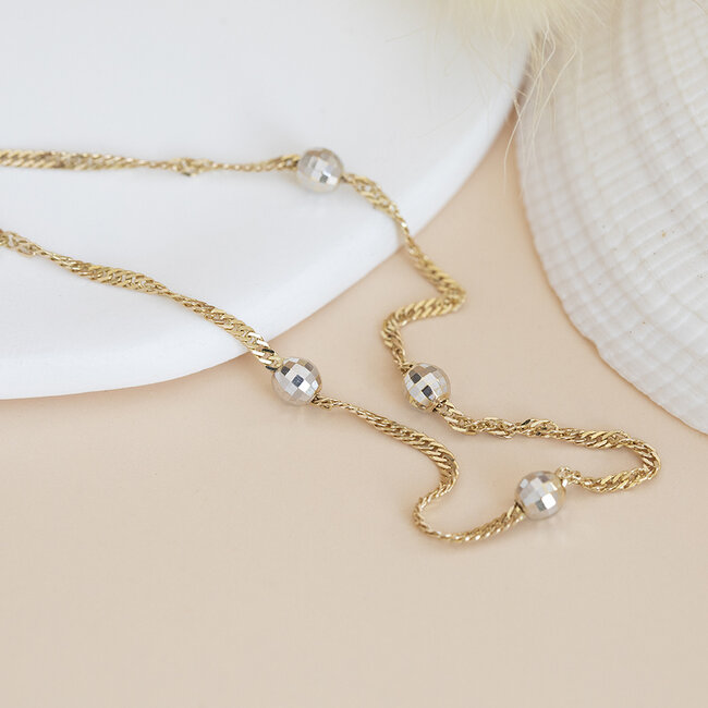 Gouden armband bicolour 18.5 cm 14 karaat