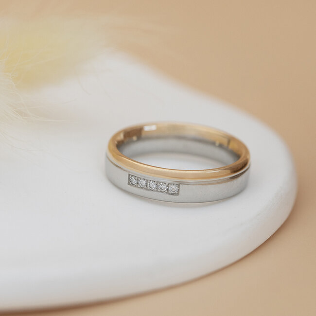 Platinum ring with gold and diamond Pt950/750