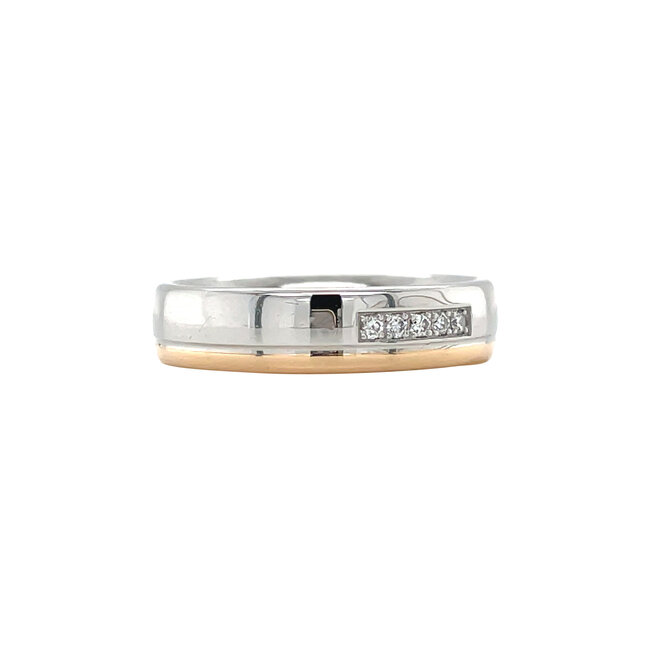 Platina ring met goud en diamant Pt950/750