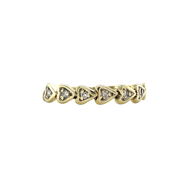 Gouden hart ring met diamant 14 karaat