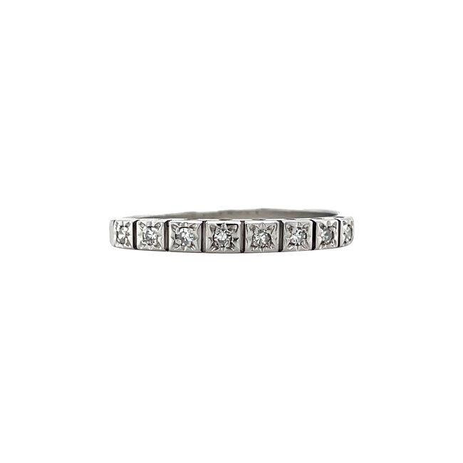 Witgouden rijring met diamant 14 karaat
