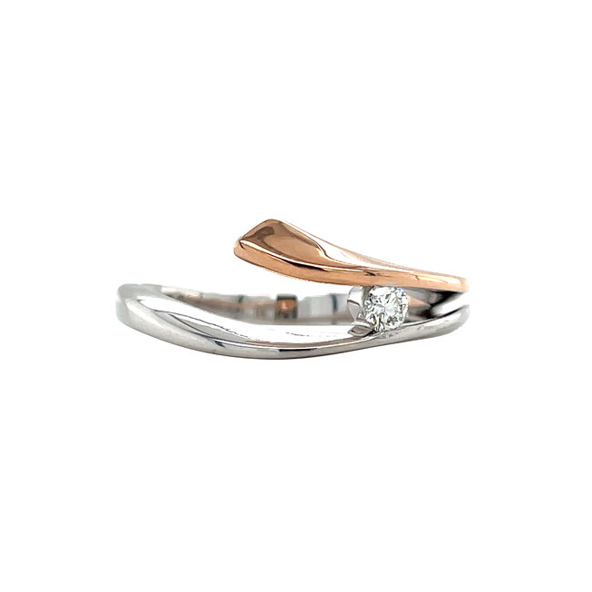 Witgouden slagring met diamant 14 karaat