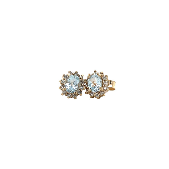 Goldene Entourage-Ohrstecker mit Topas und Diamant 14 Karat* neu
