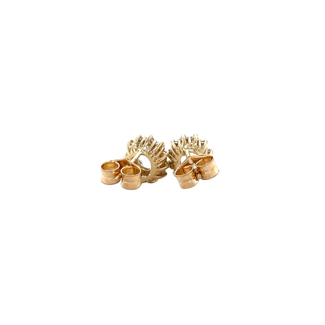 Gold halo stud earrings with topaz and diamond 14 karat* new