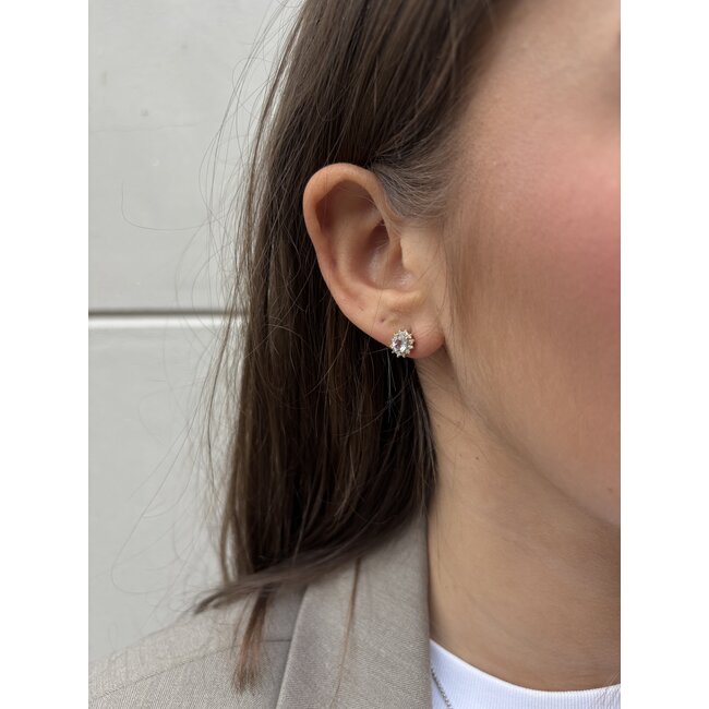 Goldene Entourage-Ohrstecker mit Topas und Diamant 14 Karat* neu