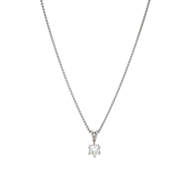 Weißgoldenes Collier mit Diamantanhänger 45 cm 14 Karat