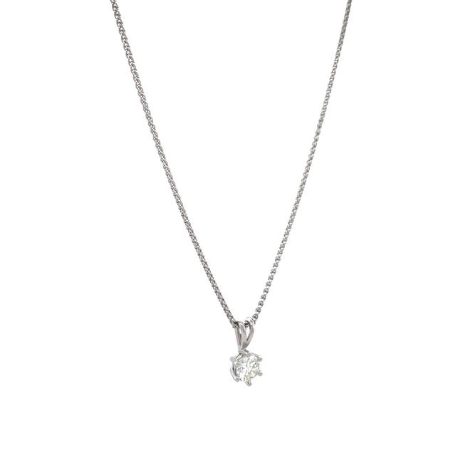 White gold necklace with diamond pendant 45 cm 14 karat