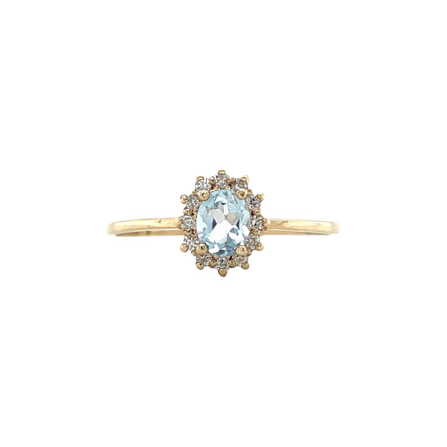 Goldener Entourage-Ring mit Topas und Diamant 14 Karat* neu
