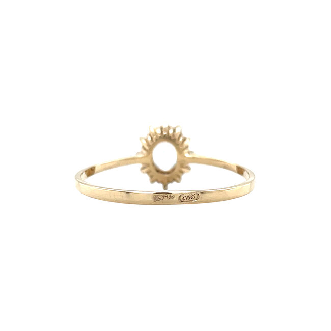 Gouden entourage ring met topaas en diamant 14 karaat* nieuw