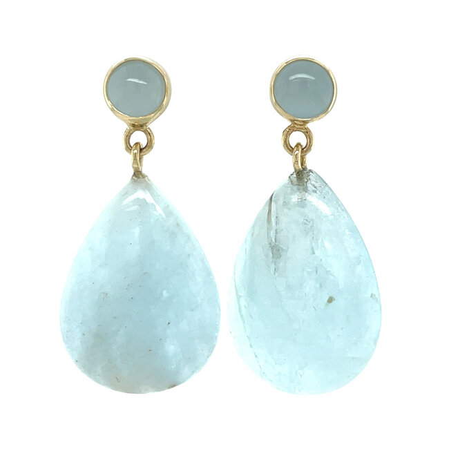Gold stud earrings with gemstone 14 karat