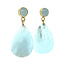 Gold stud earrings with gemstone 14 karat
