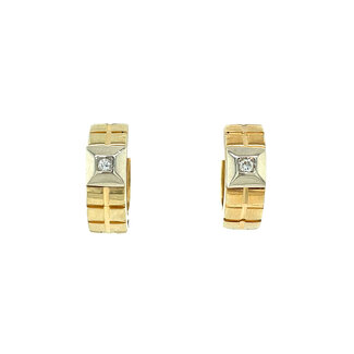 Gold hinged hoop earrings diamond