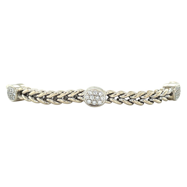 Witgouden armband met diamant 20.5 cm 14 karaat
