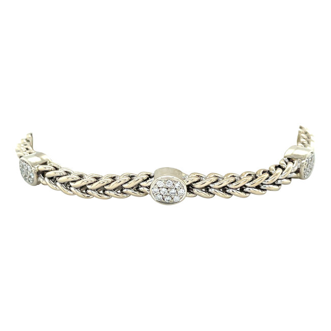 Witgouden armband met diamant 20.5 cm 14 karaat