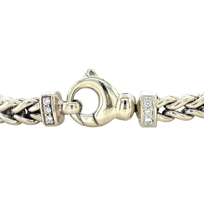 Witgouden armband met diamant 20.5 cm 14 karaat