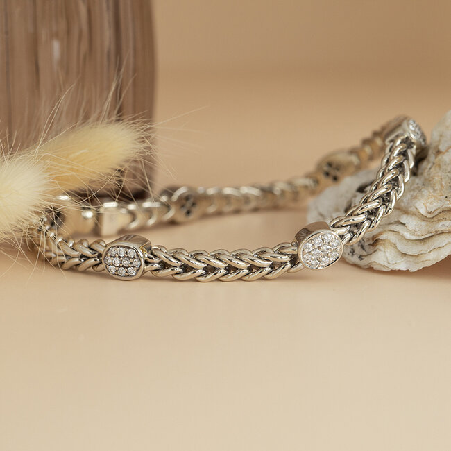 Witgouden armband met diamant 20.5 cm 14 karaat