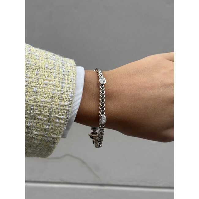 Witgouden armband met diamant 20.5 cm 14 karaat