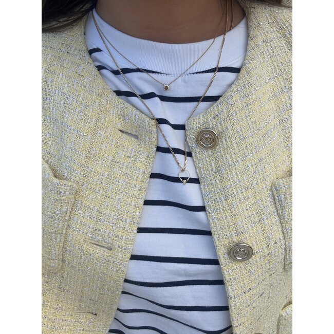 Gouden collier met citrien en diamant 40 cm 18 karaat