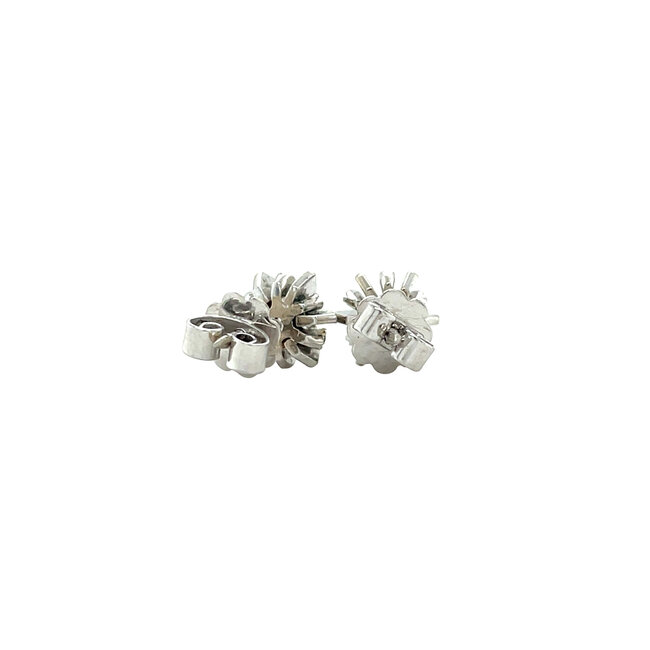 White gold stud earrings with diamond 14 karat