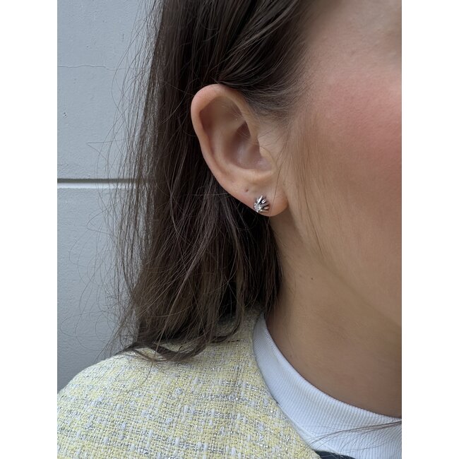 White gold stud earrings with diamond 14 karat