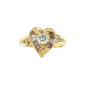 Golden heart ring with diamond 14 kt