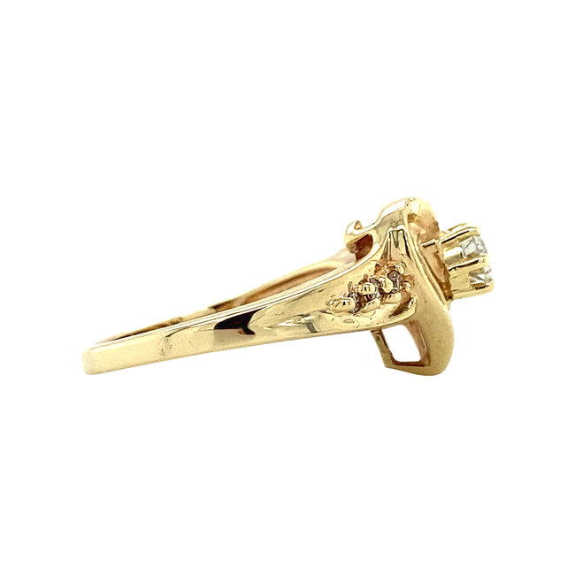 Gold heart ring with diamond 14 kt