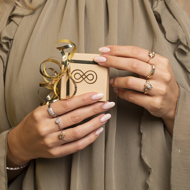 Gold heart ring with diamond 14 kt