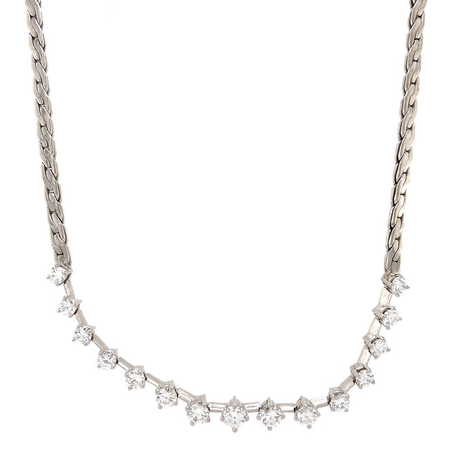 Weißgoldener Choker mit Diamant 42 cm 18 kt