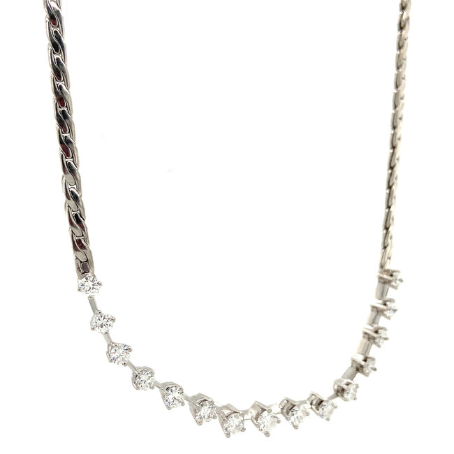 White gold choker with diamond 42 cm 18 kt