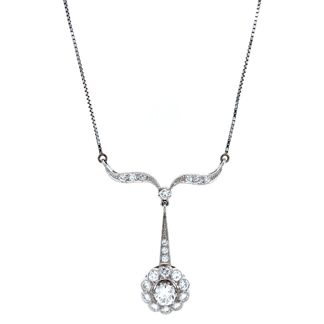 Weißgoldener Choker mit Diamant 14 Karat