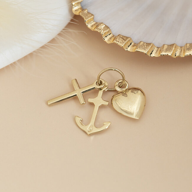 Goldener Anhänger Glaube, Hoffnung und Liebe 14 Karat