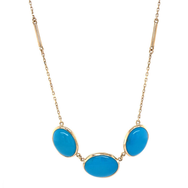 Collier met Robin's egg Turquoise 46 cm 13 karaat