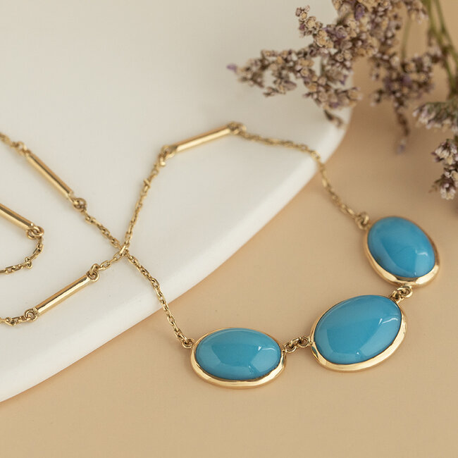 Necklace with Robin's egg Turquoise 46 cm 13 karat