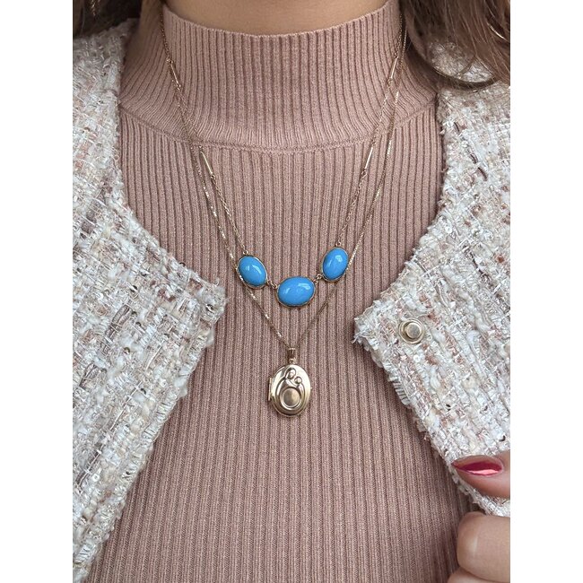 Collier met Robin's egg Turquoise 46 cm 13 karaat