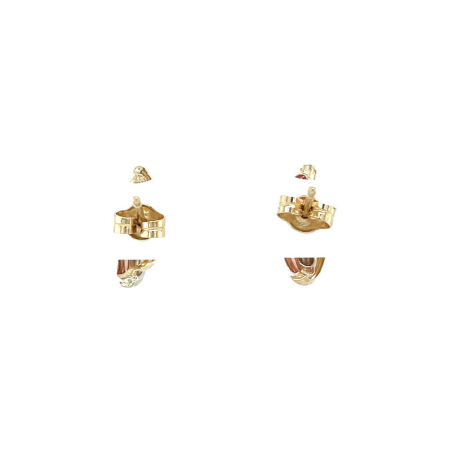 Tricolour gold stud earrings 14 karat