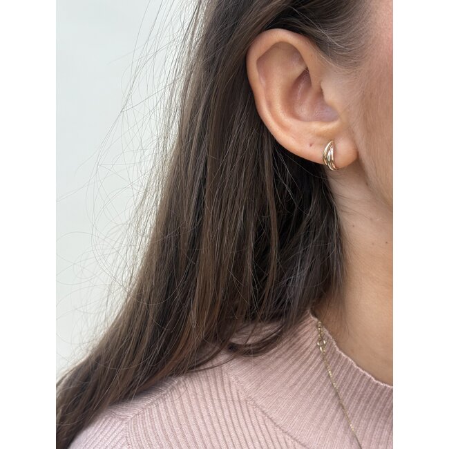 Tricolour gold stud earrings 14 karat