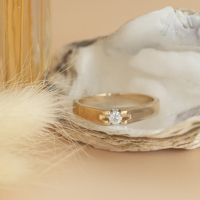 Gouden ring met diamant 14 karaat