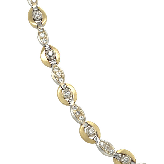 Bicolour gouden choker met diamant 44 cm 18 krt