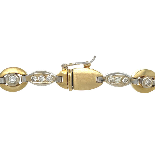 Bicolour gouden choker met diamant 44 cm 18 krt