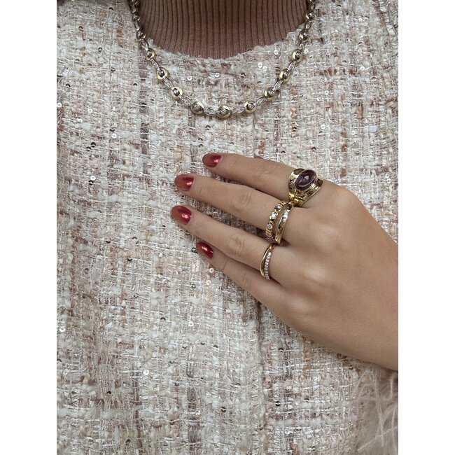 Bicolor goldener Choker mit Diamant 44 cm 18 kt