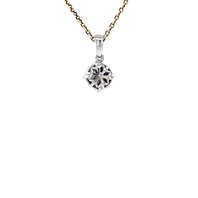 Witgouden entourage hanger met diamant 14 karaat