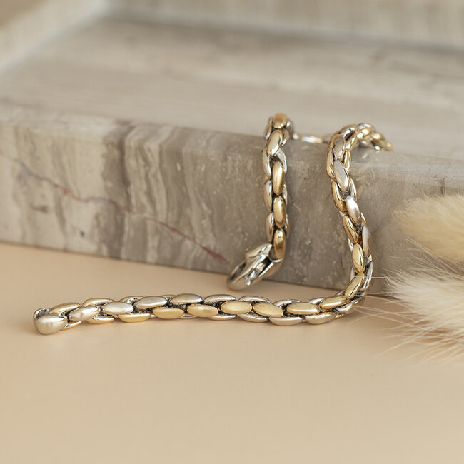 Goldenes Armband bicolor 19 cm 14 Karat