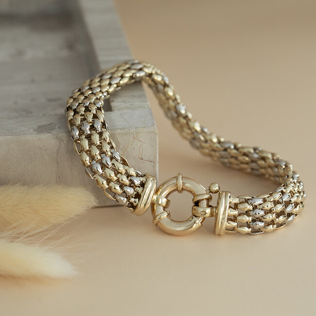 Gold bracelet bicolour 20 cm 14 karat