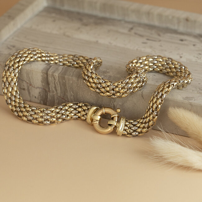 Goldener Choker Bicolour 45 cm 14 Karat