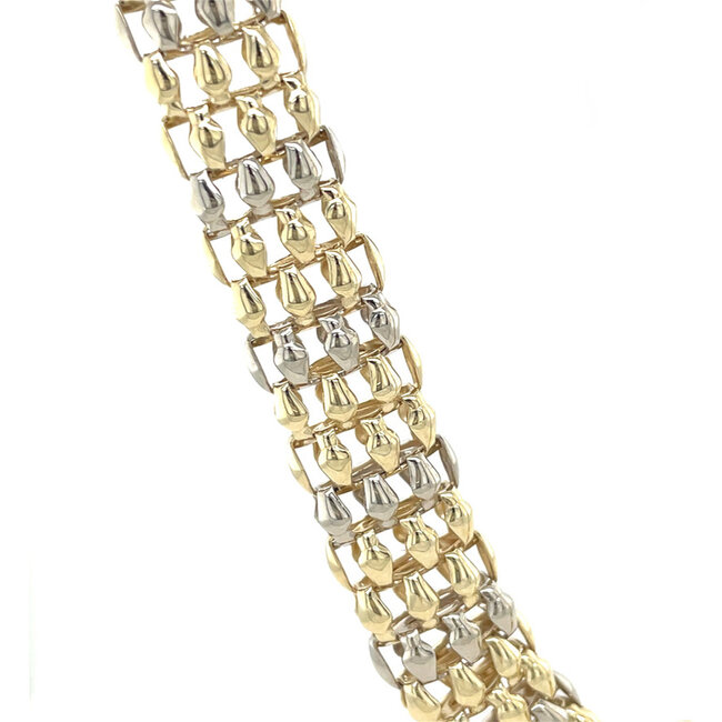 Gouden choker bicolour 45 cm 14 karaat